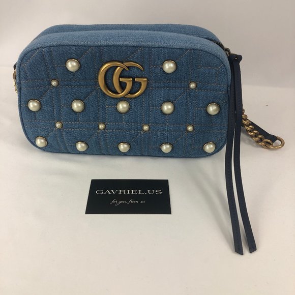 Gucci Matelassé GG Marmont Pearl Shoulder Bag NEW W DUSTBAG - Picture 5 of 16